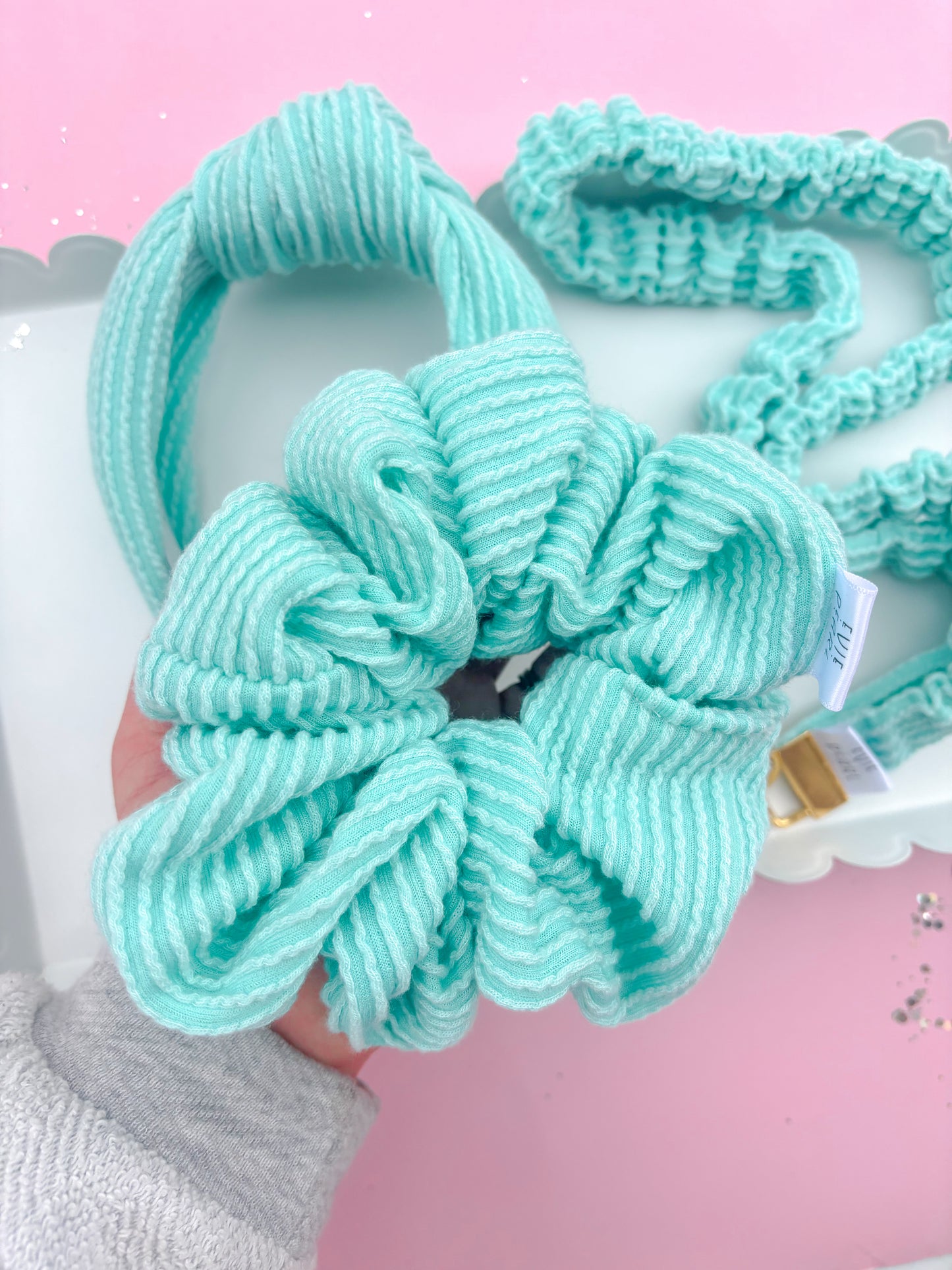 Teal Ribbed Teacher Gift Set- Lanyard| Knotted Headband| Scrunchie