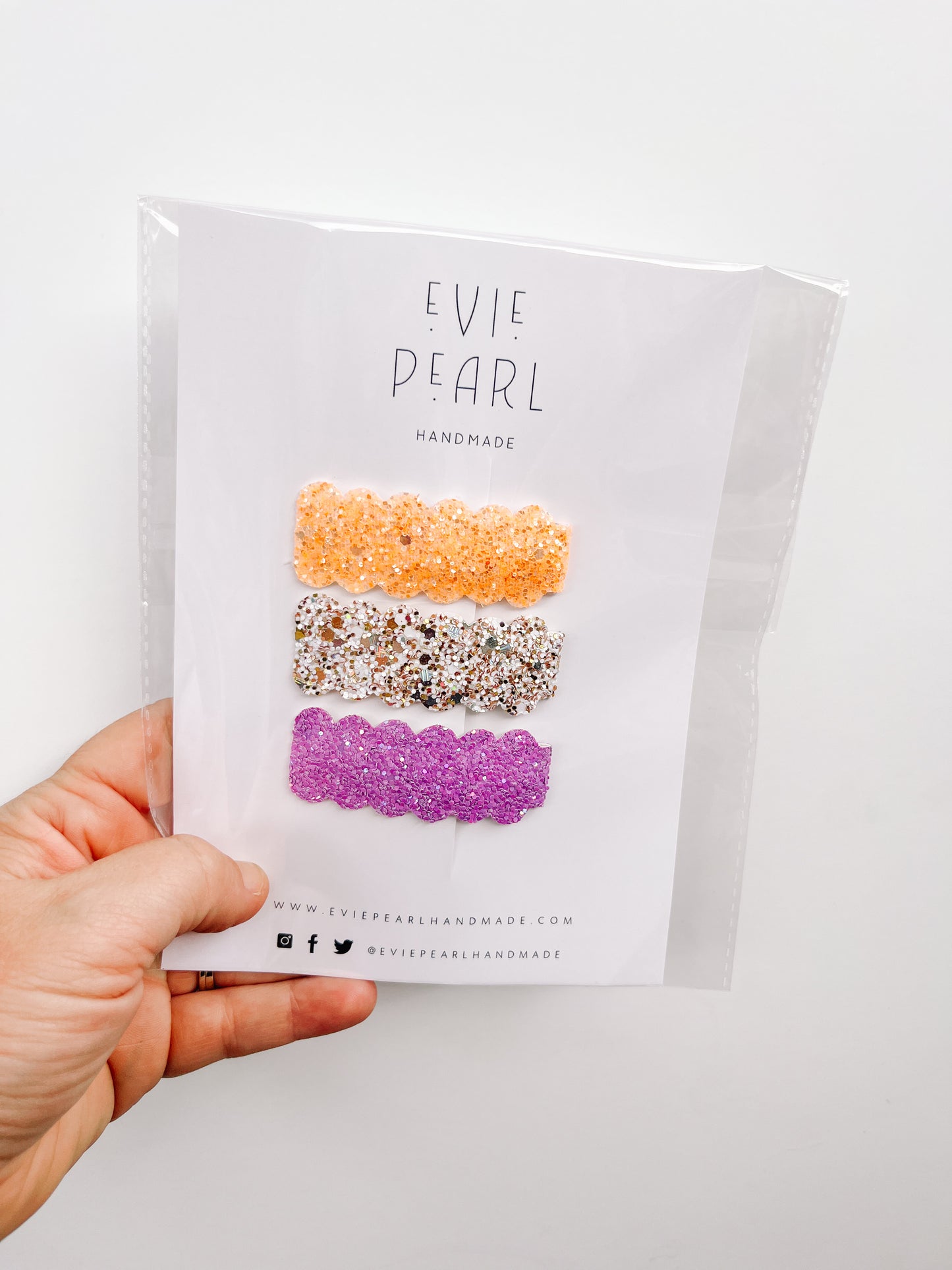 Orange Gold Purple Glitter Snap Clip Set