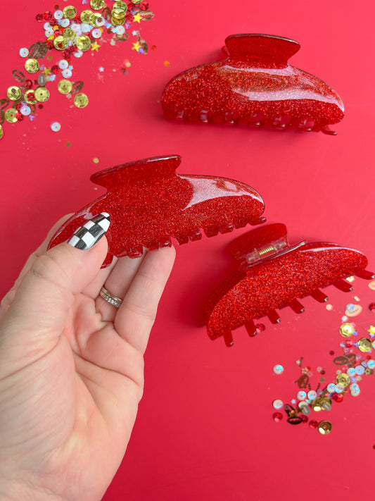 Red Glitter Medium Claw Clip