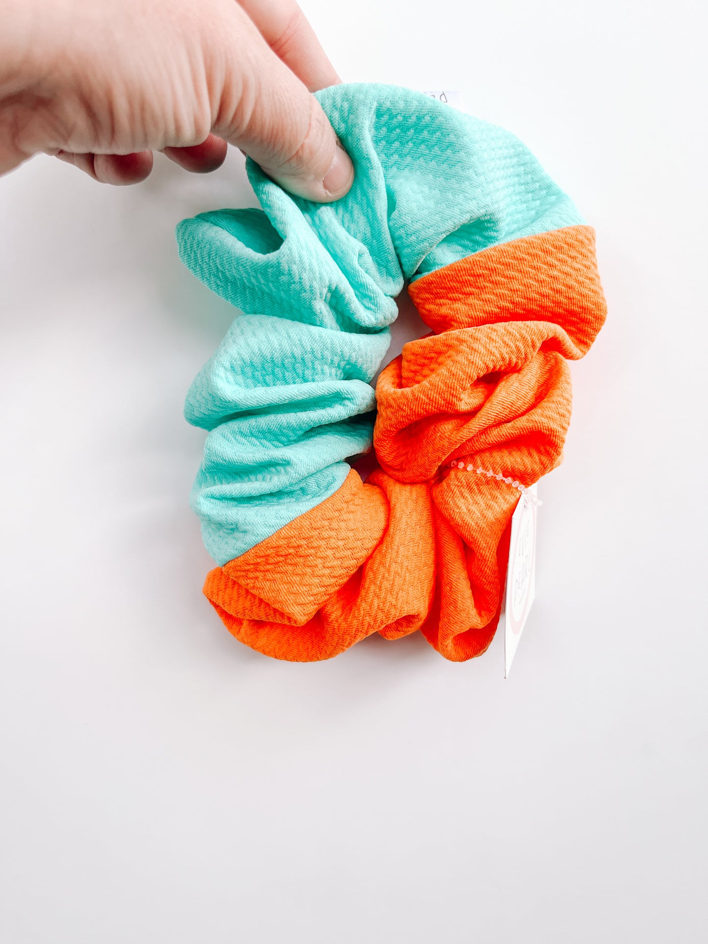 Oversized Teal Orange Scrunchy