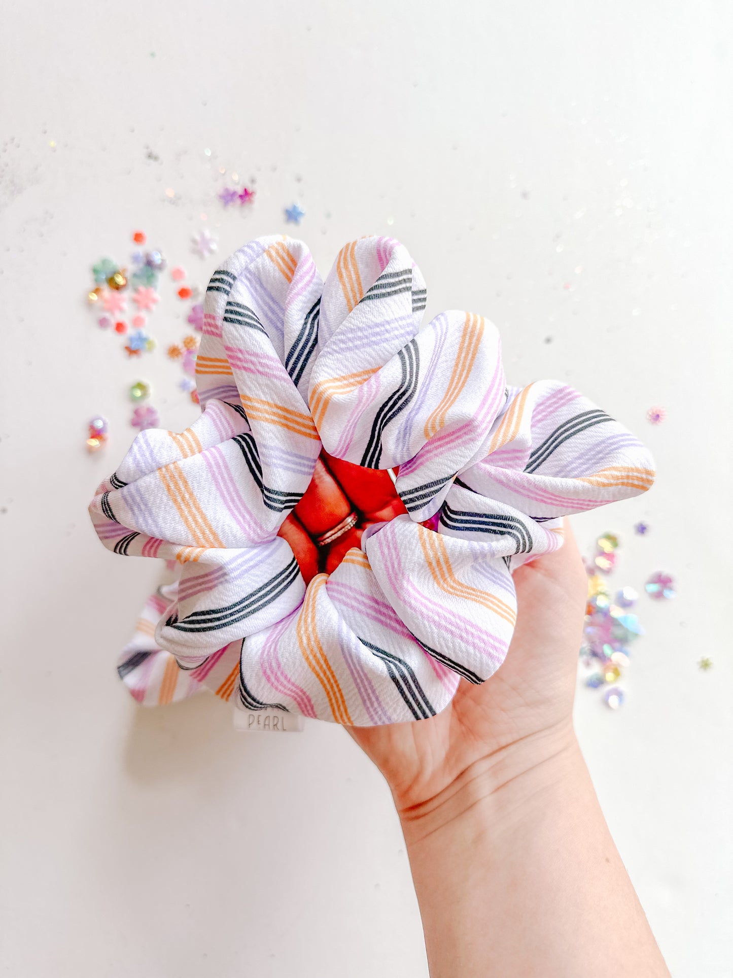 Black Orange Purple Lilac Halloween Stripes Oversized Scrunchy
