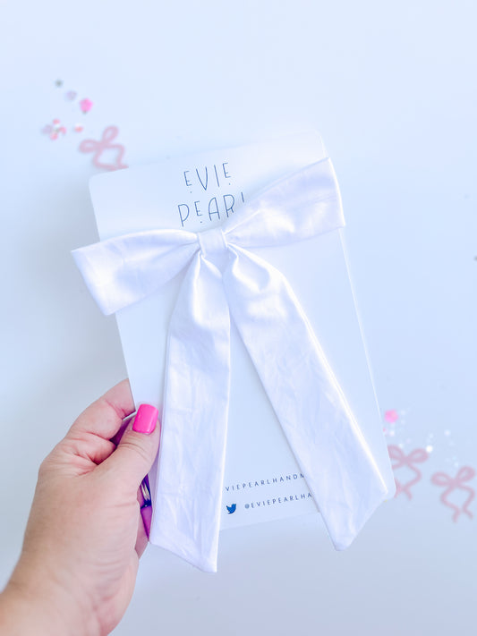 White Solid Longtailed Bow