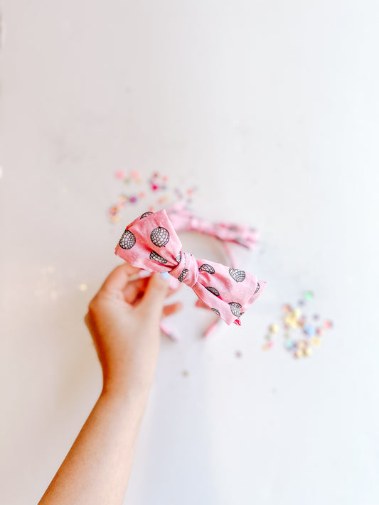 Pink Disco Bow Headband