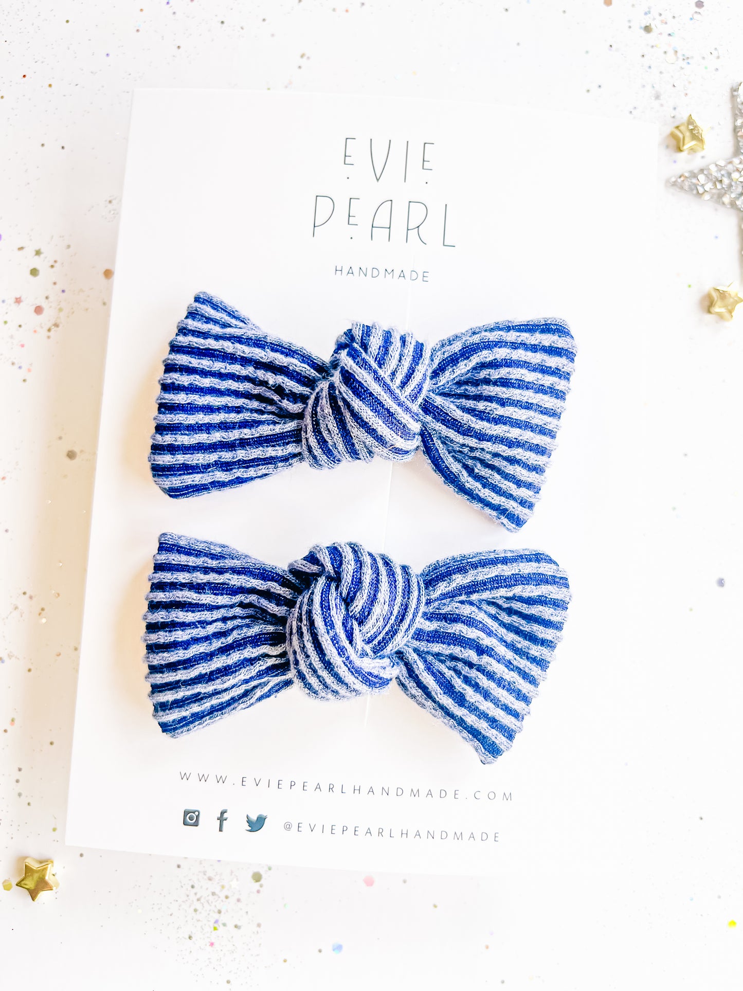 Navy Ribbed Small Pigtail Set