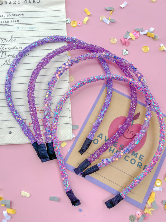1 Purple Surprise Glitter Headband For Girls