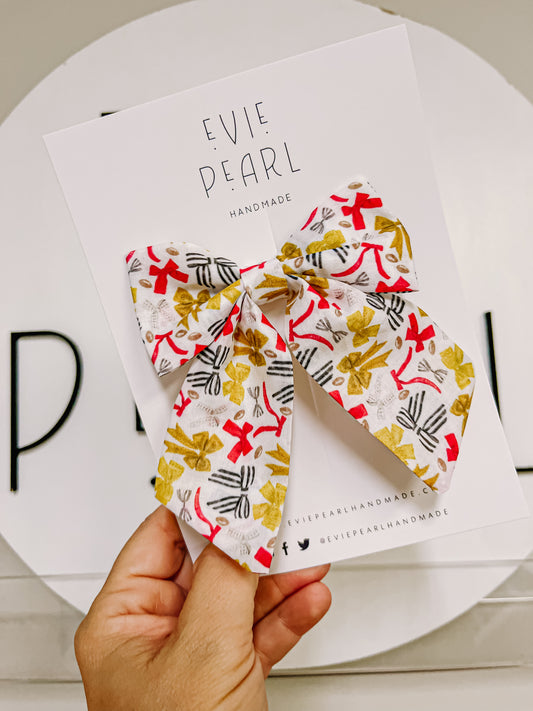 White| Red Gold Bows Medium Sailor Bow