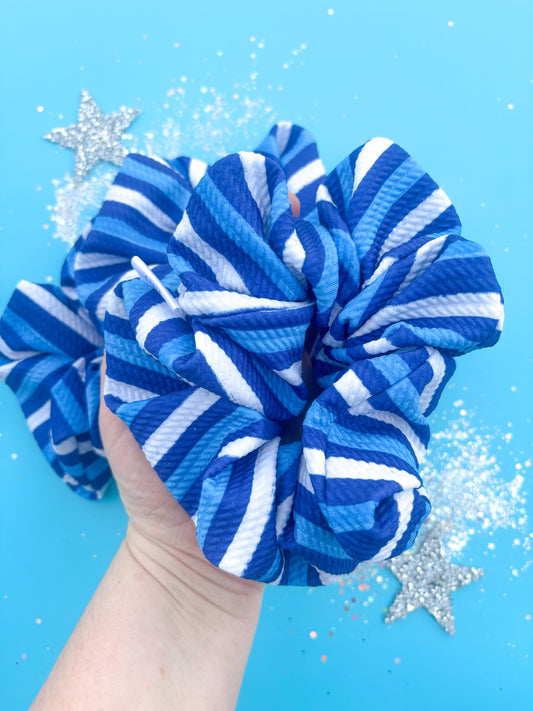 Blue White Stripe Kanas City Oversized Scrunchy