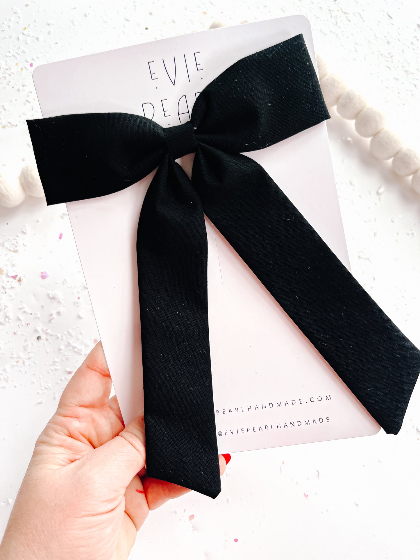 Large Black Long Tailed Bow