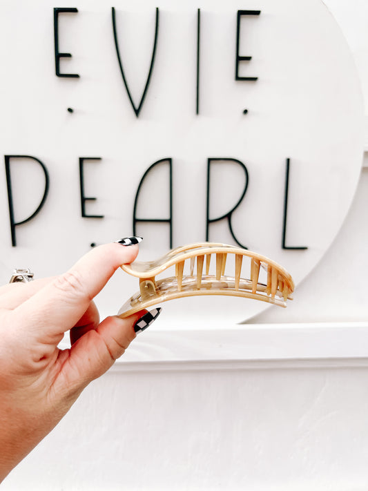 Tan Marbled Flat Medium Claw Clip