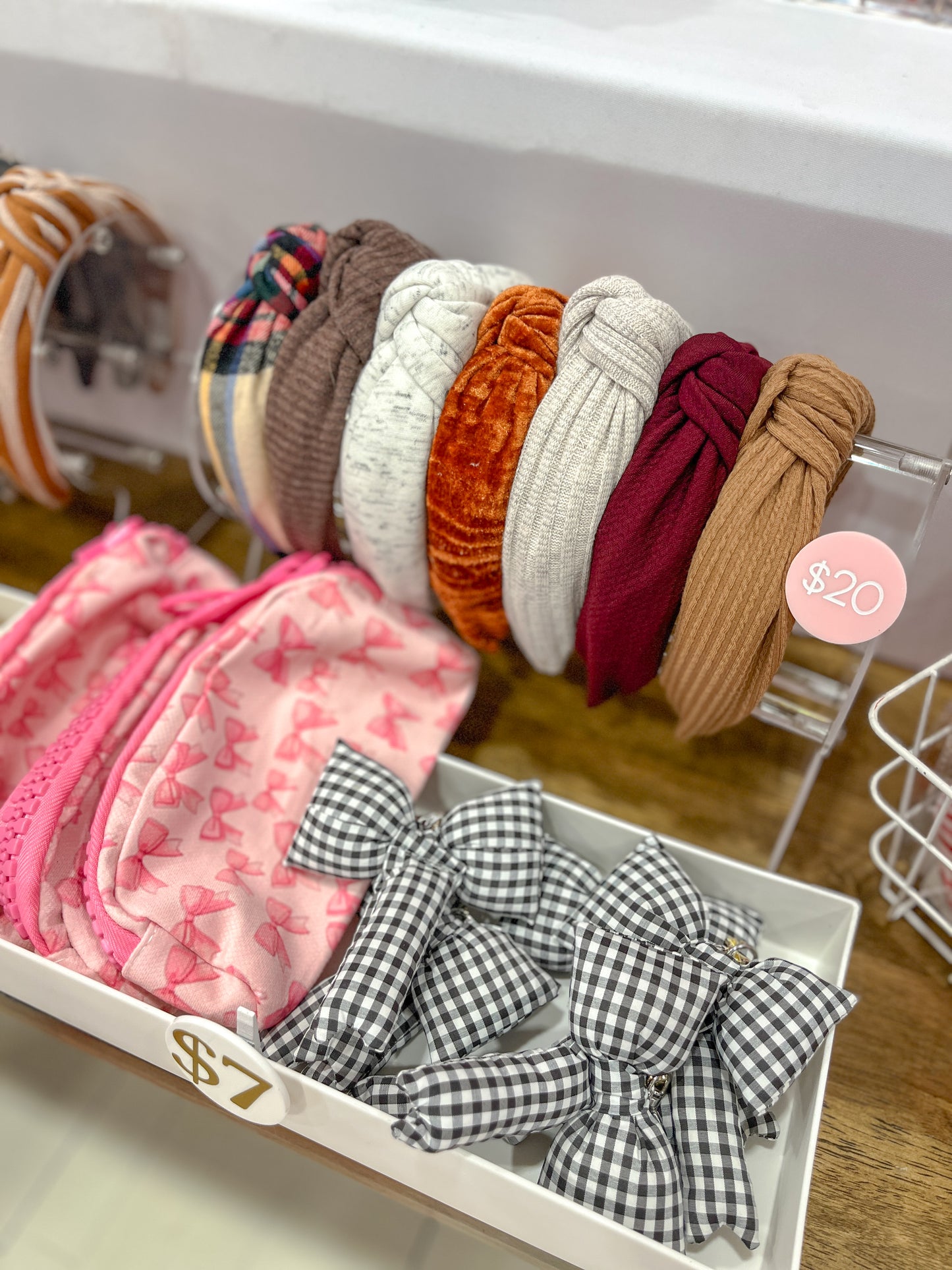 Pink Bow Large Zipper Pouch