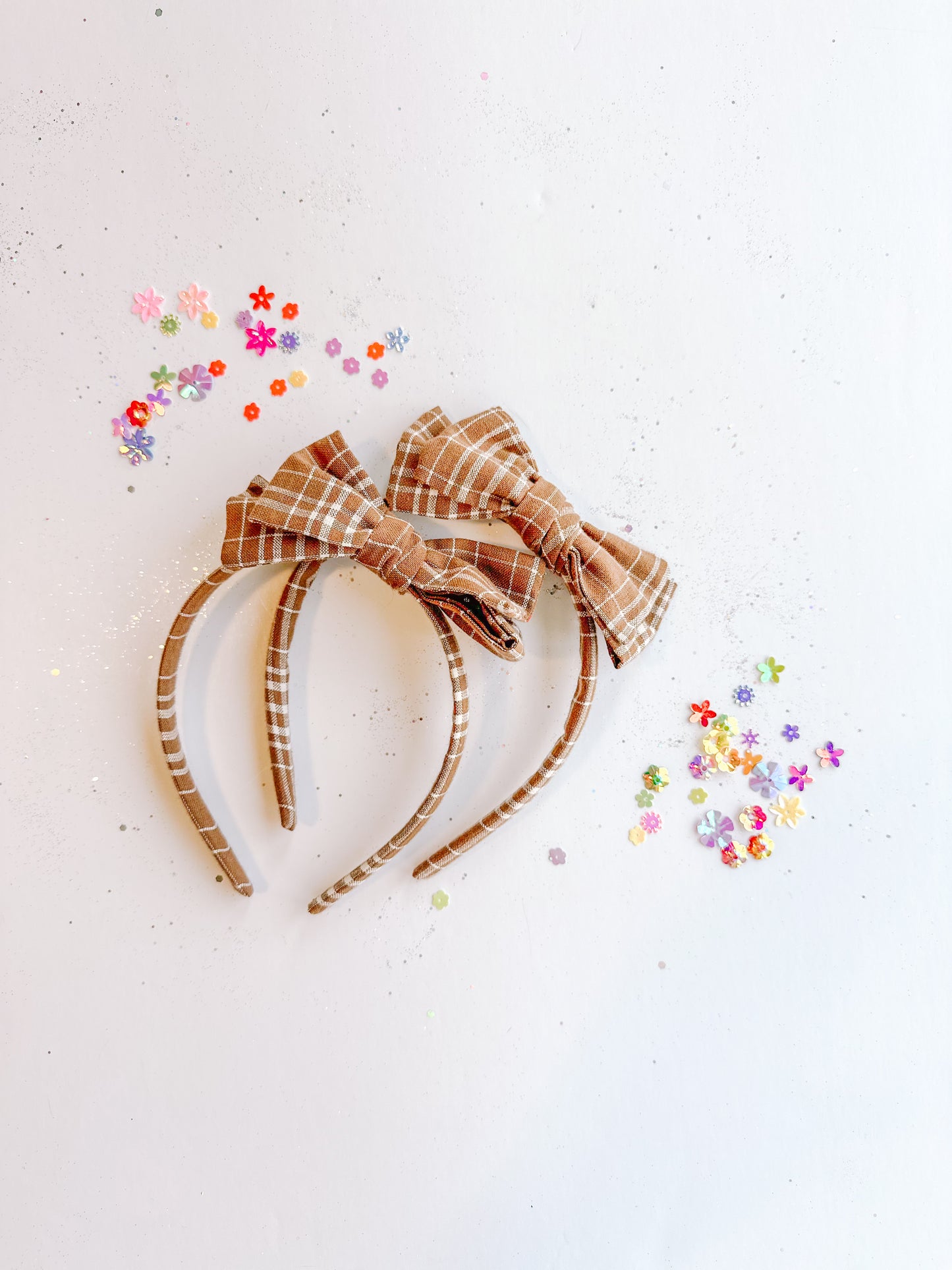 Brown Plaid Bow Headband