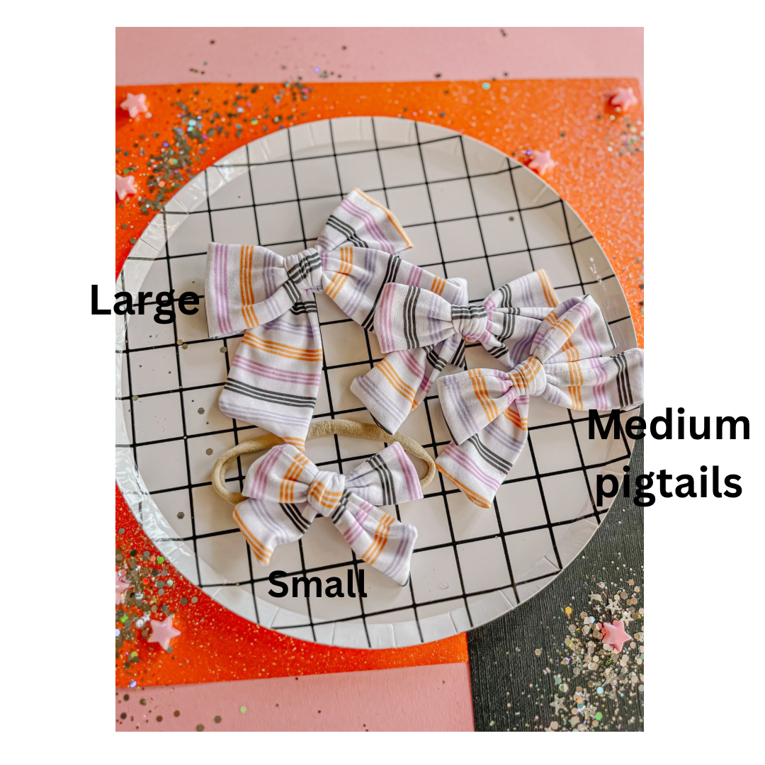 Black|Orange|Purple|Lilac Stripes Pinwheel Bow