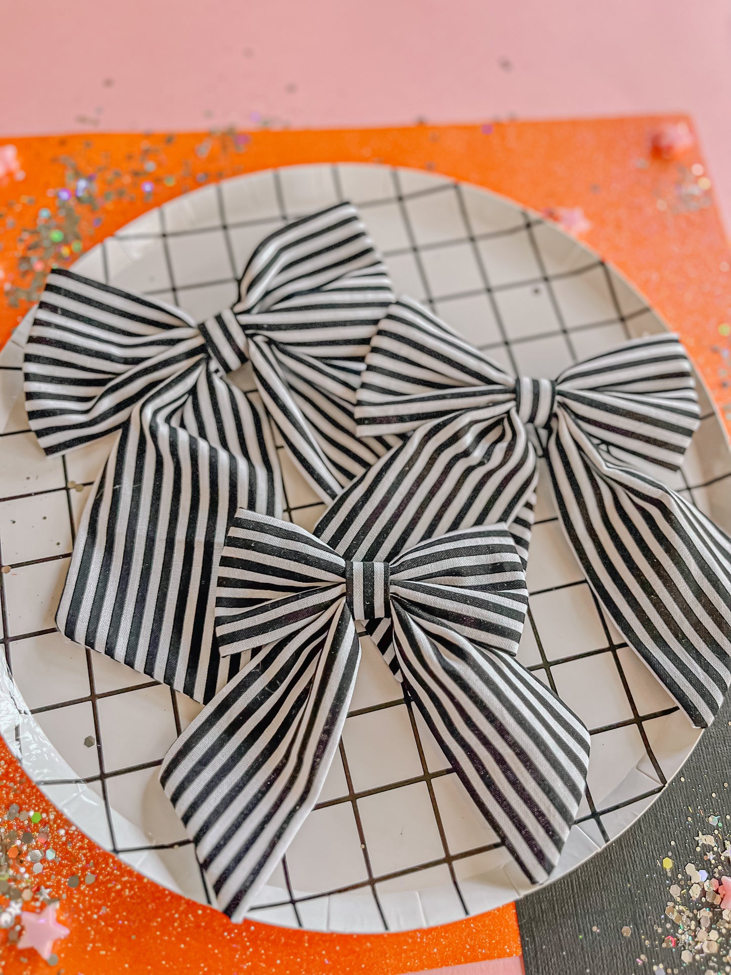 Beetlejuice|Black & White Striped Sailor Bow
