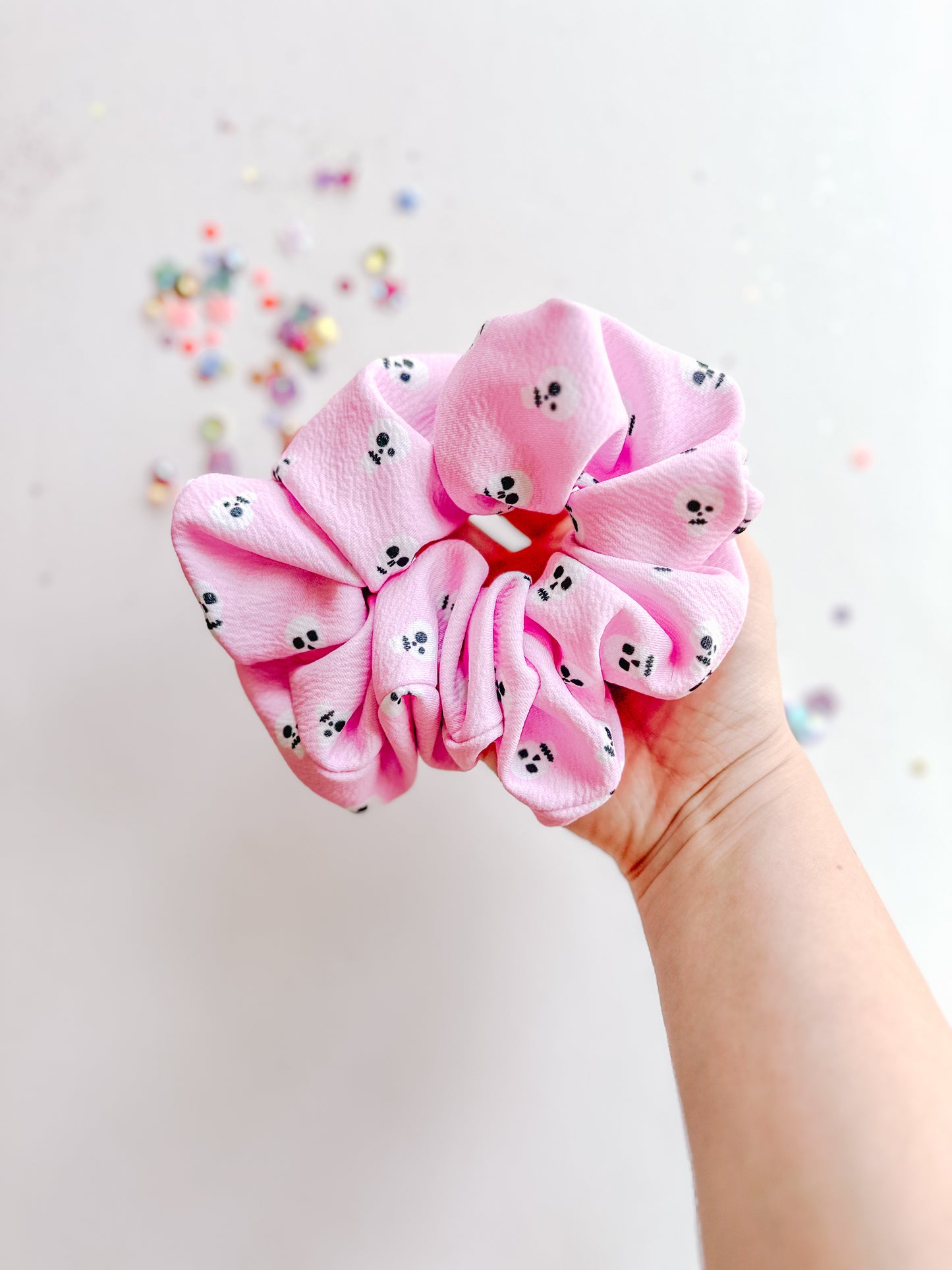Pink Skellies Oversized Scrunchy