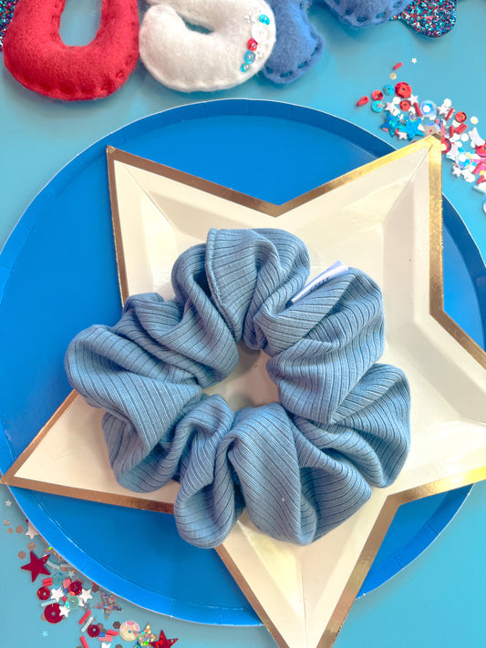 Blue Denim Ribbed Knit Regular Scrunchy