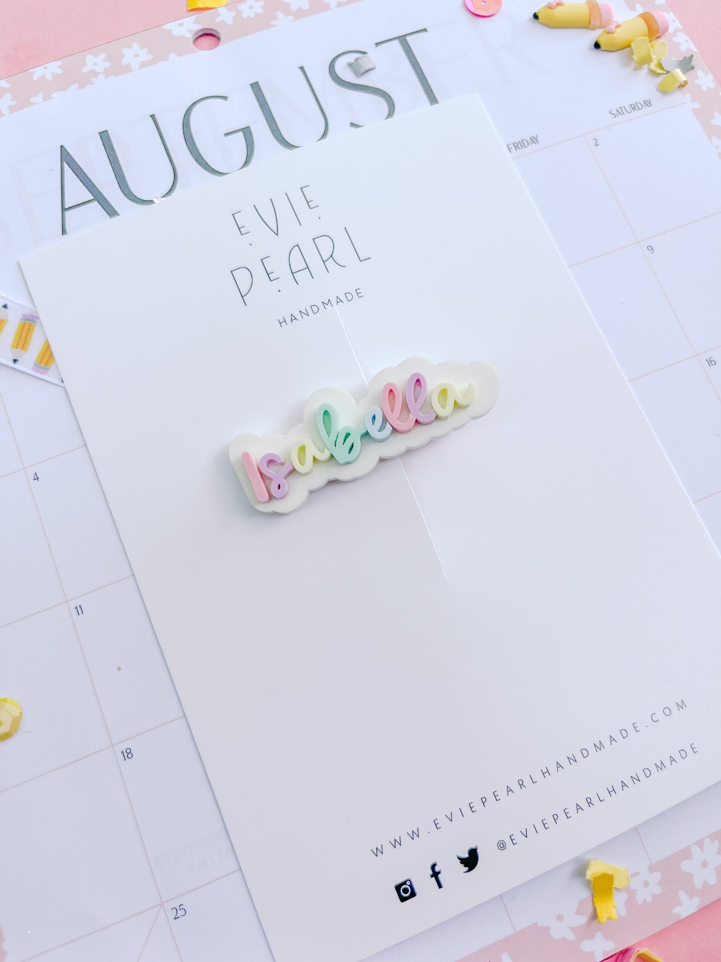 PREORDER: Rainbow Acrylic Name Clip