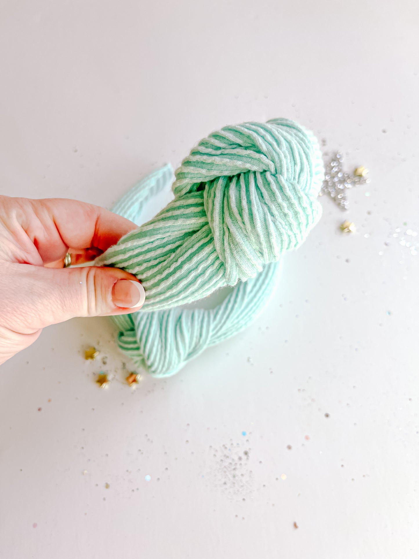 Teal Ribbed Knotted Headband