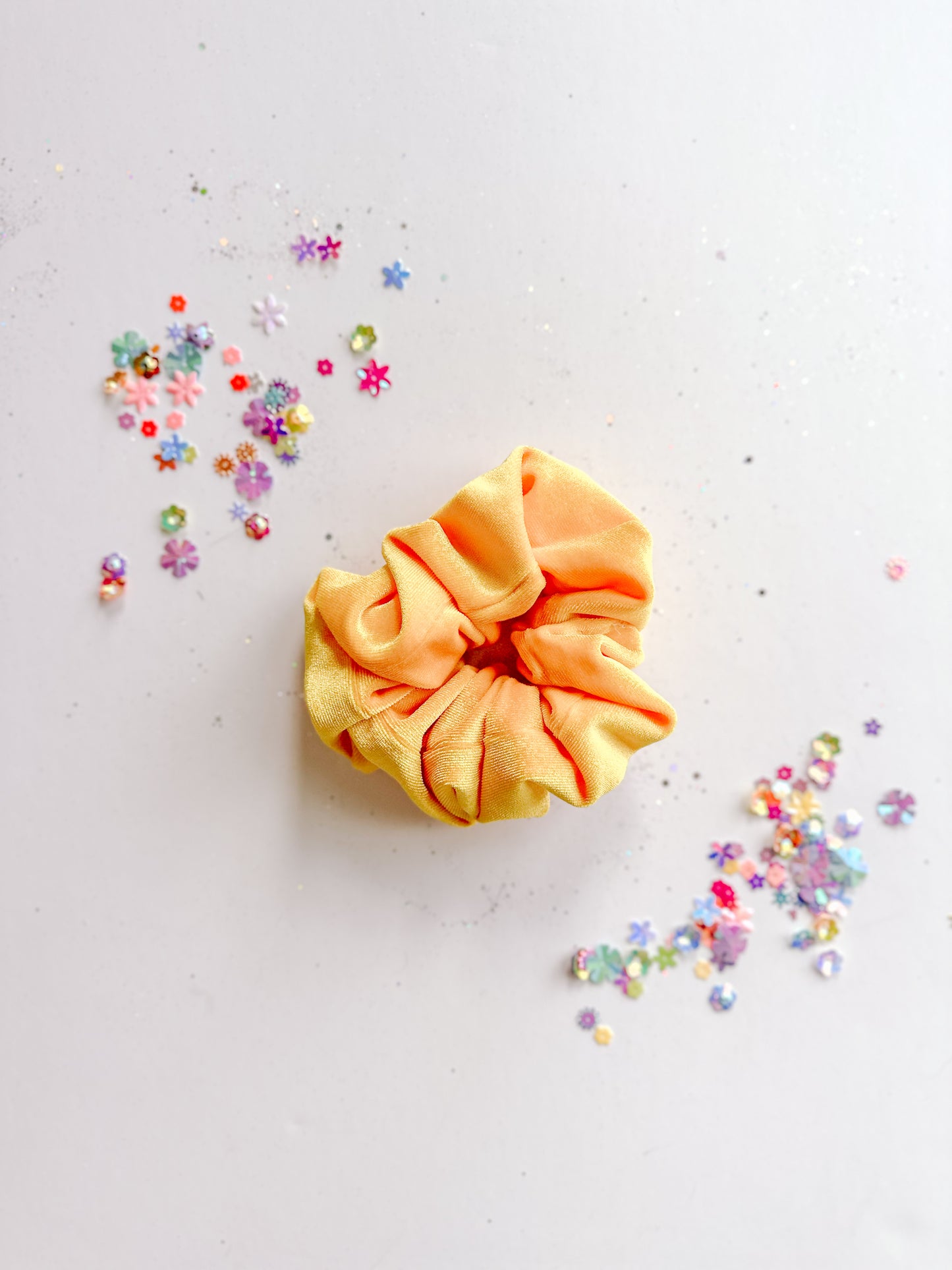 Yellow Velvet Regular Scrunchy