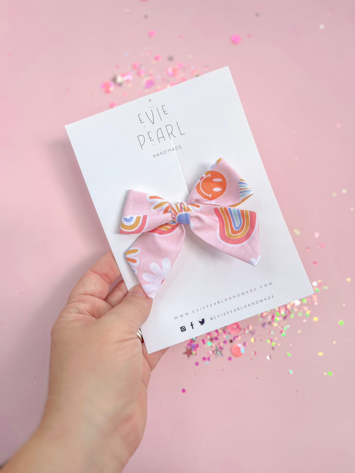Medium Pink Rainbow Smiley Pinwheel