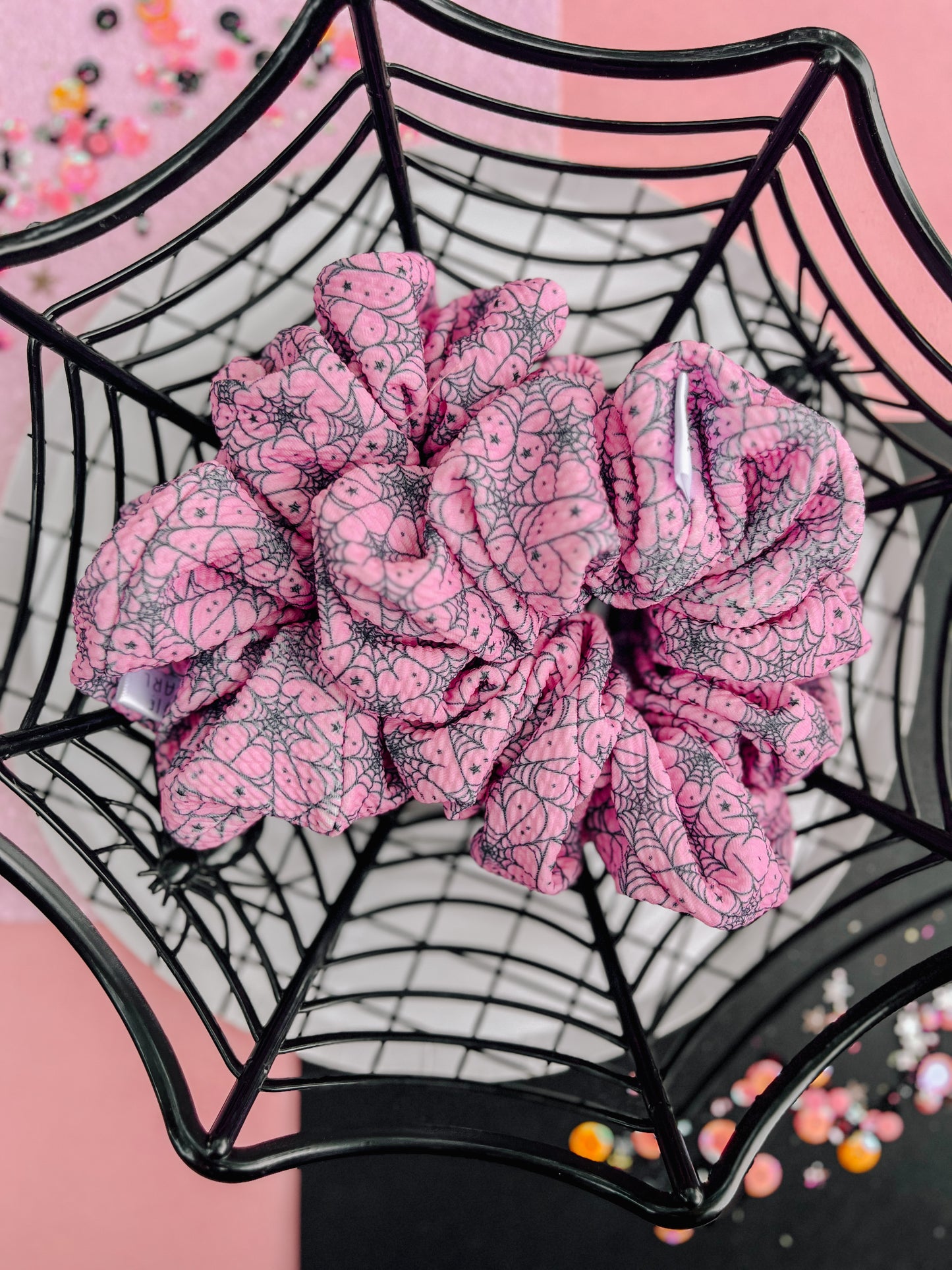 Pink Spider Web Oversized Scrunchy