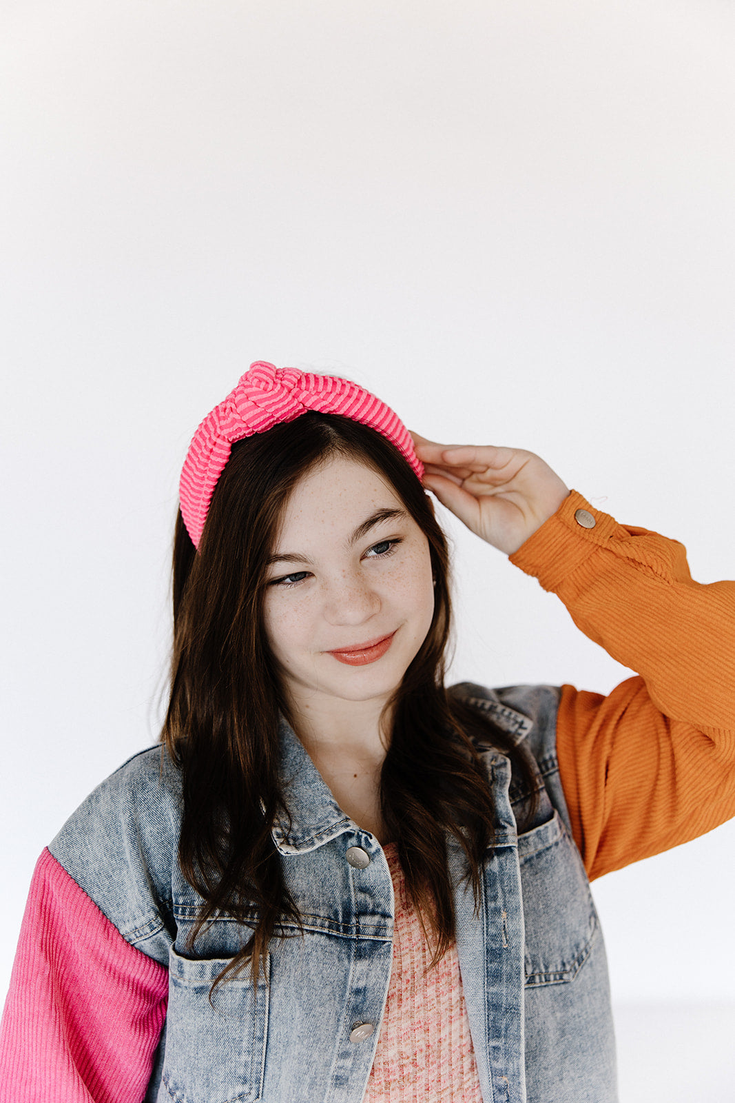 Hot Pink Ribbed Knotted Headband for Girls & Women