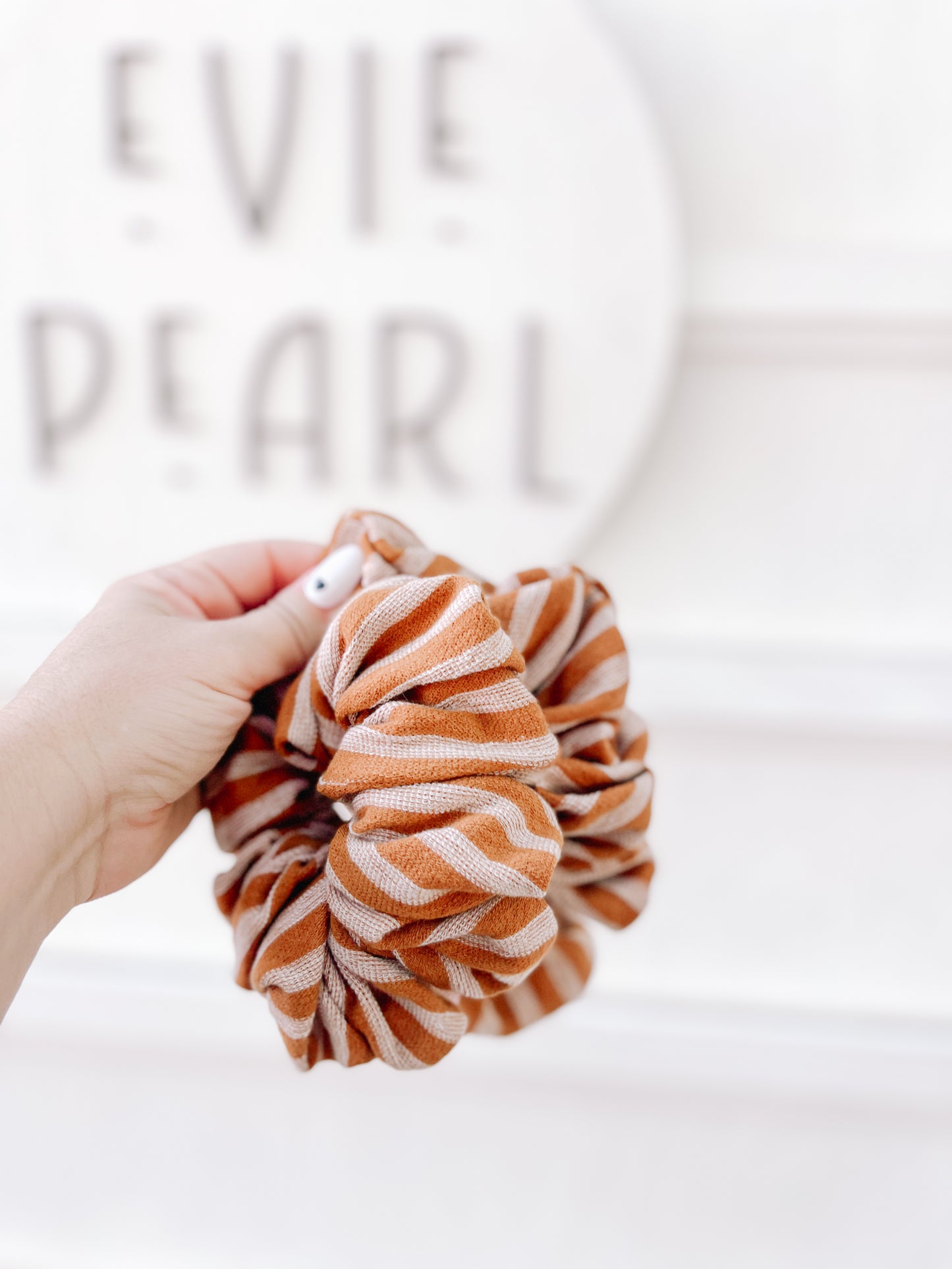 Rustwood Tan Stripes Knit Scrunchy for girls & women