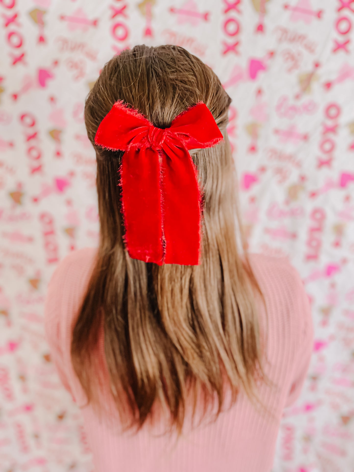 Oversized Red Silk Raw Edged Bow