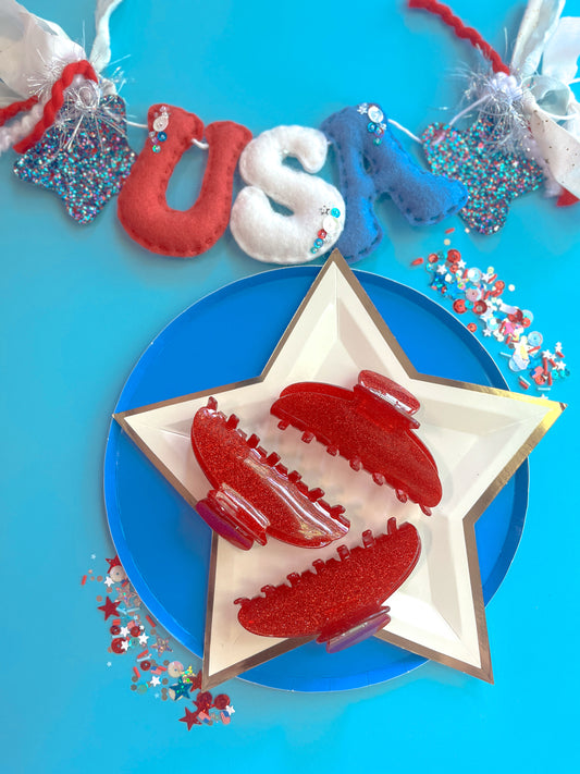 Red Glitter Medium Claw Clip