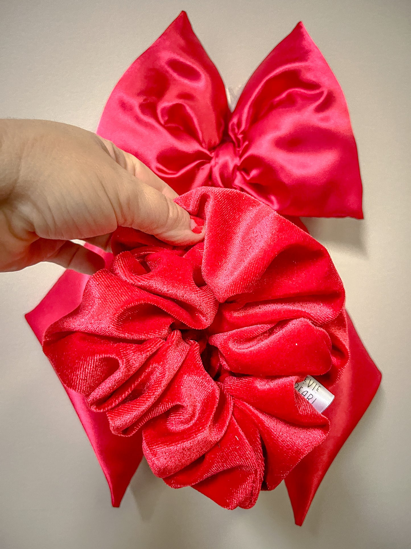 Red Glitter Velvet Oversized Scrunchy