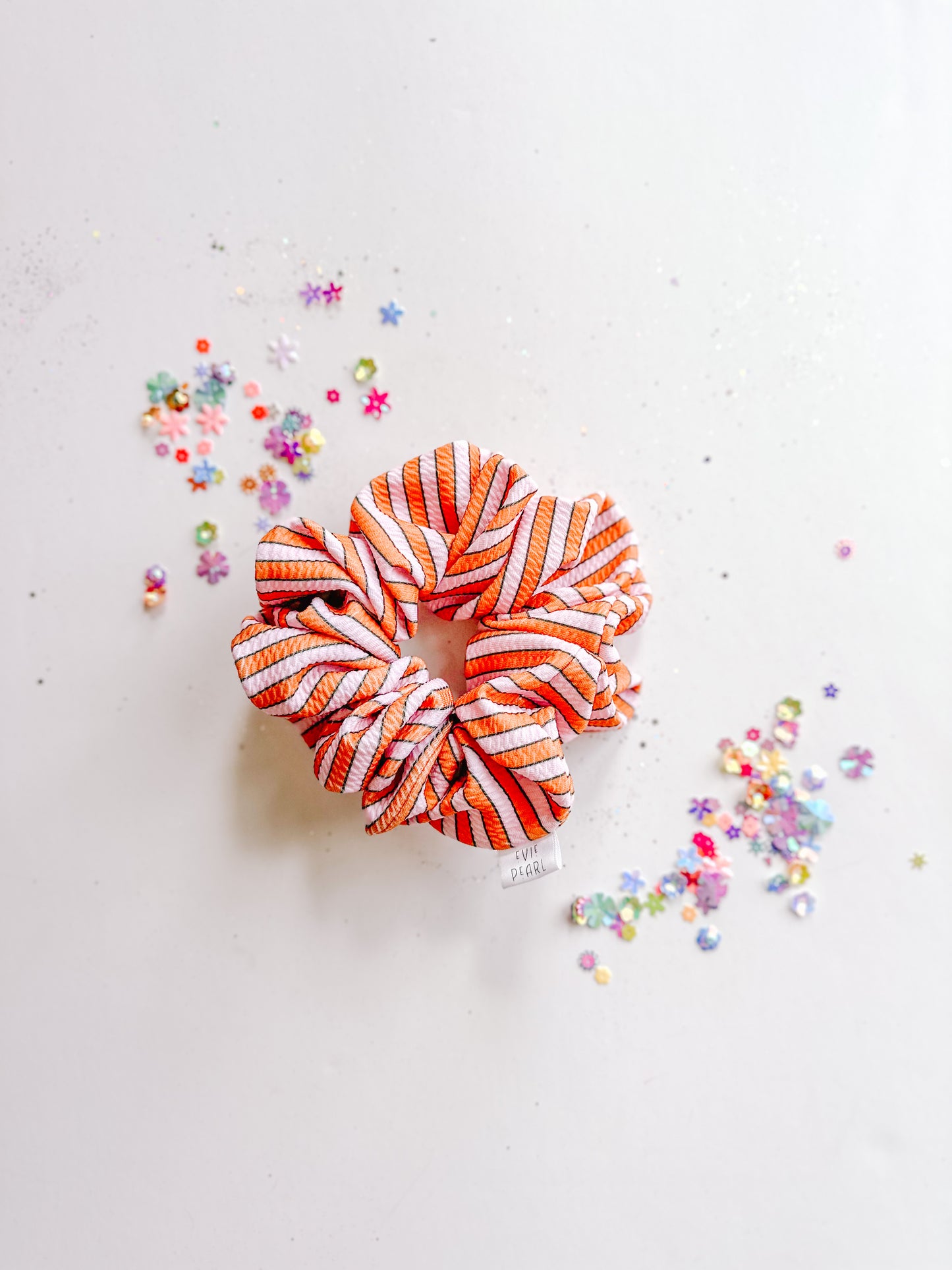 Pink Orange Halloween Stripes Oversized Scrunchy