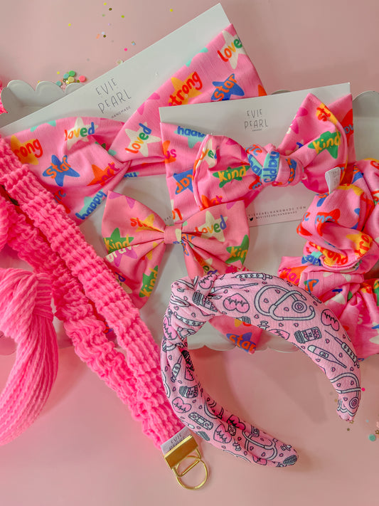 Pink Positive Affirmation Baby Bow Turban