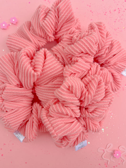 Sunkist Coral Ribbed Scrunchy