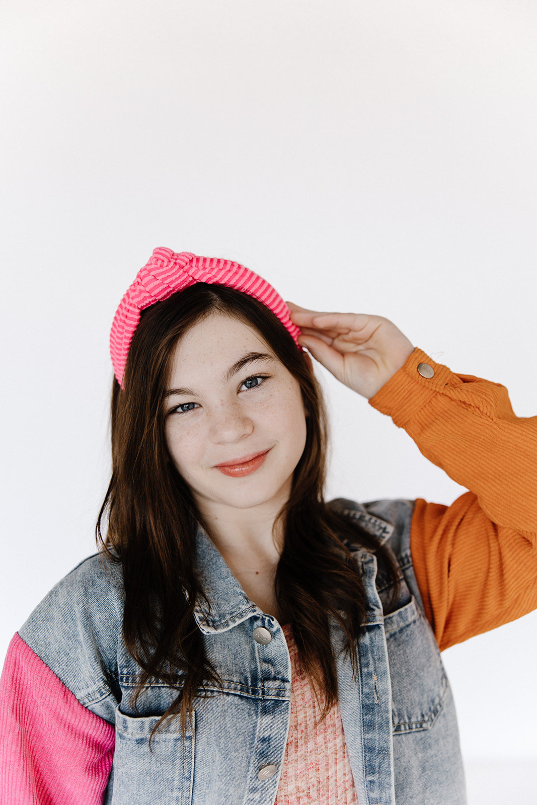 Hot Pink Ribbed Knotted Headband for Girls & Women