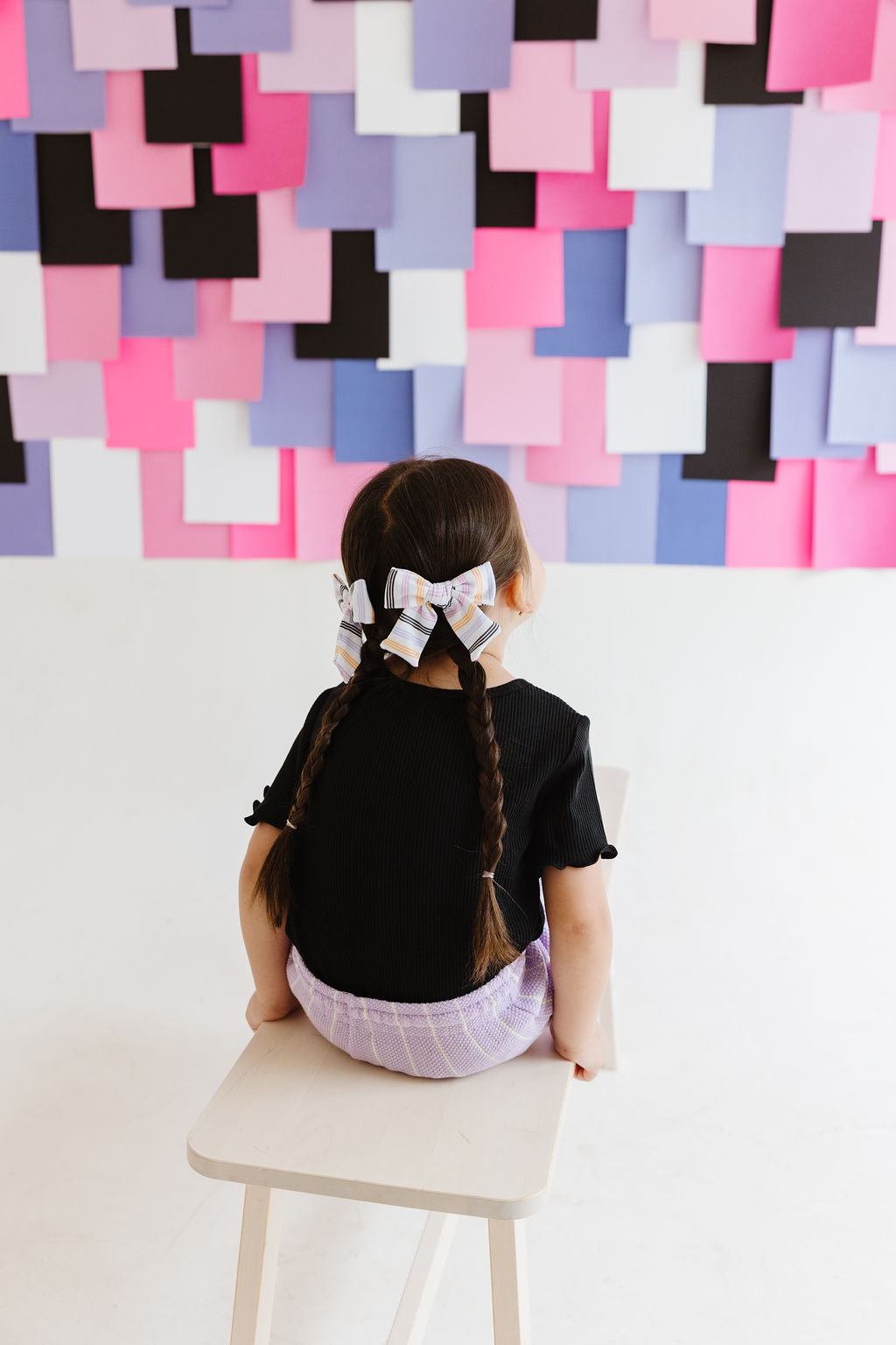 Black|Orange|Purple|Lilac Stripes Pinwheel Bow