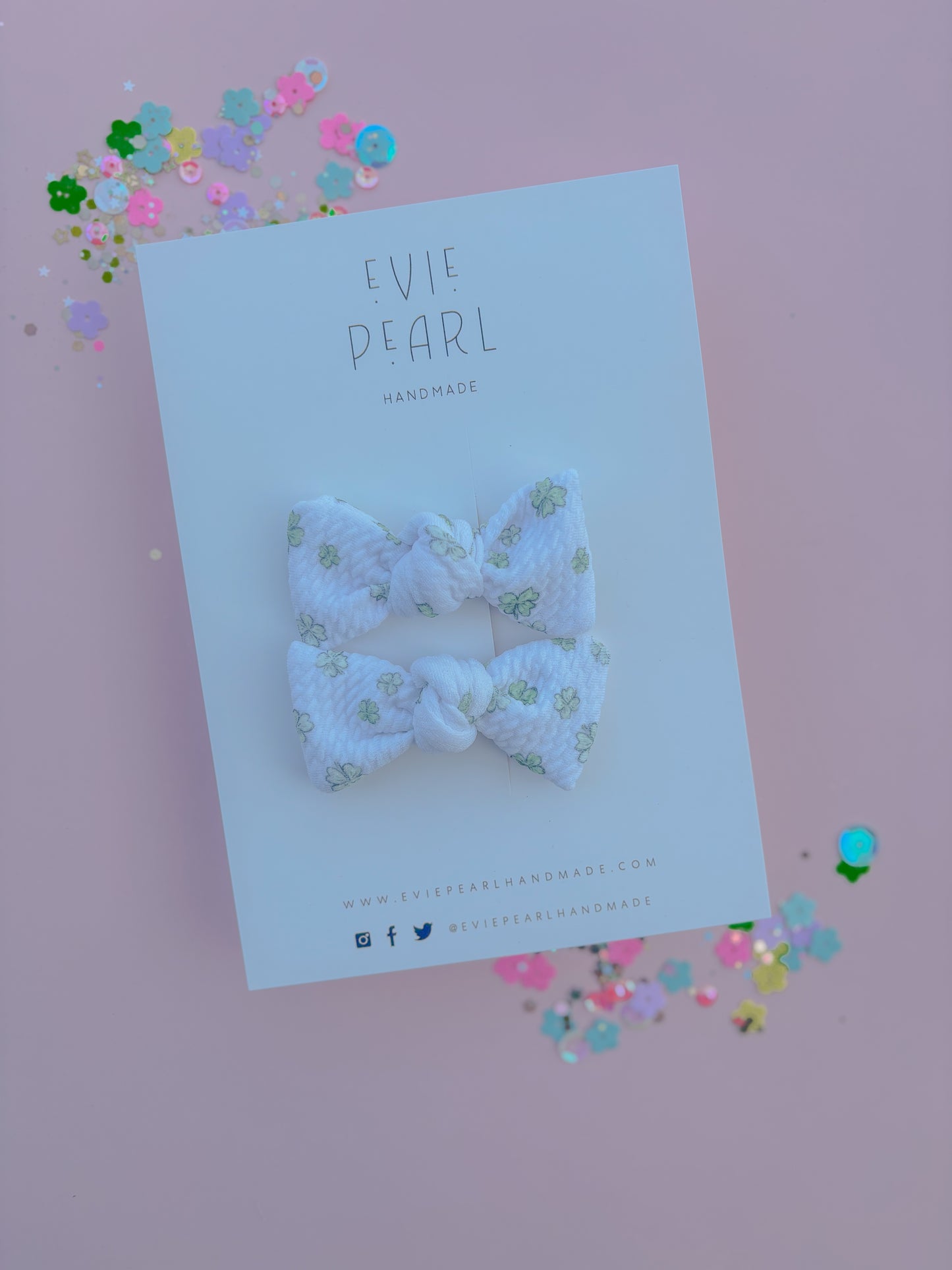 Mini Lucky Clover Knot Bow Pigtail Set