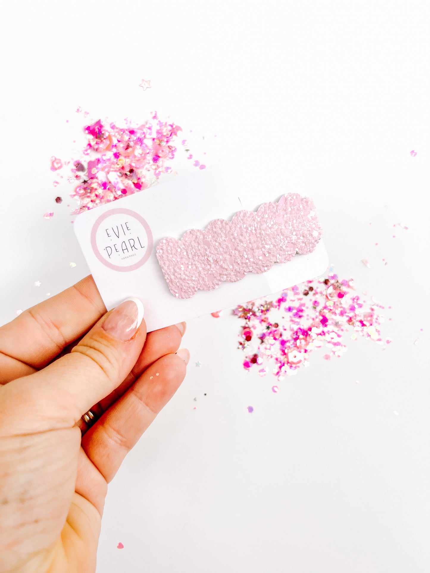 Light Pink Glitter Single Snap Clip