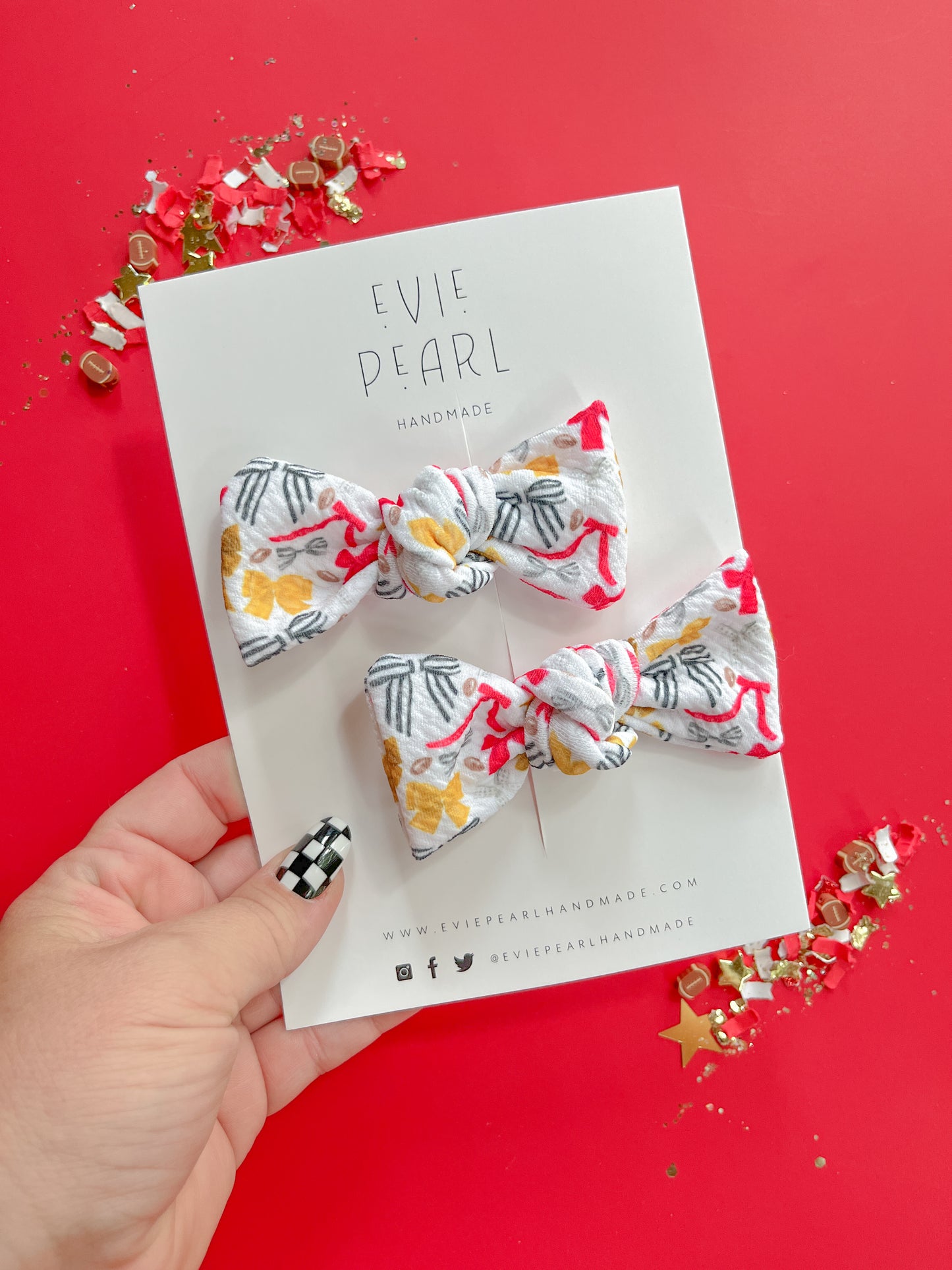 Kansas City White Bows Knot Bow Pigtail Set