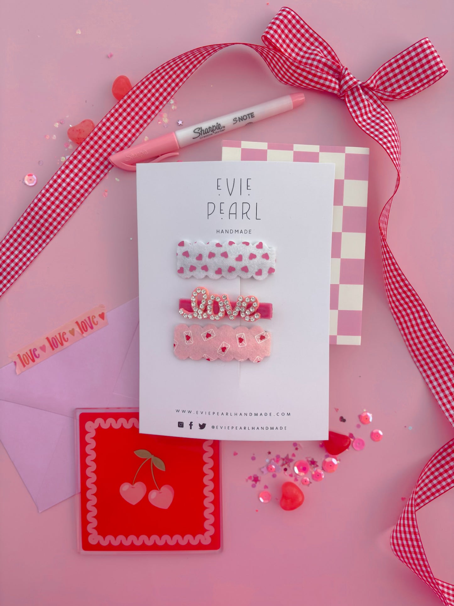 Love Rhinestone Clip Set