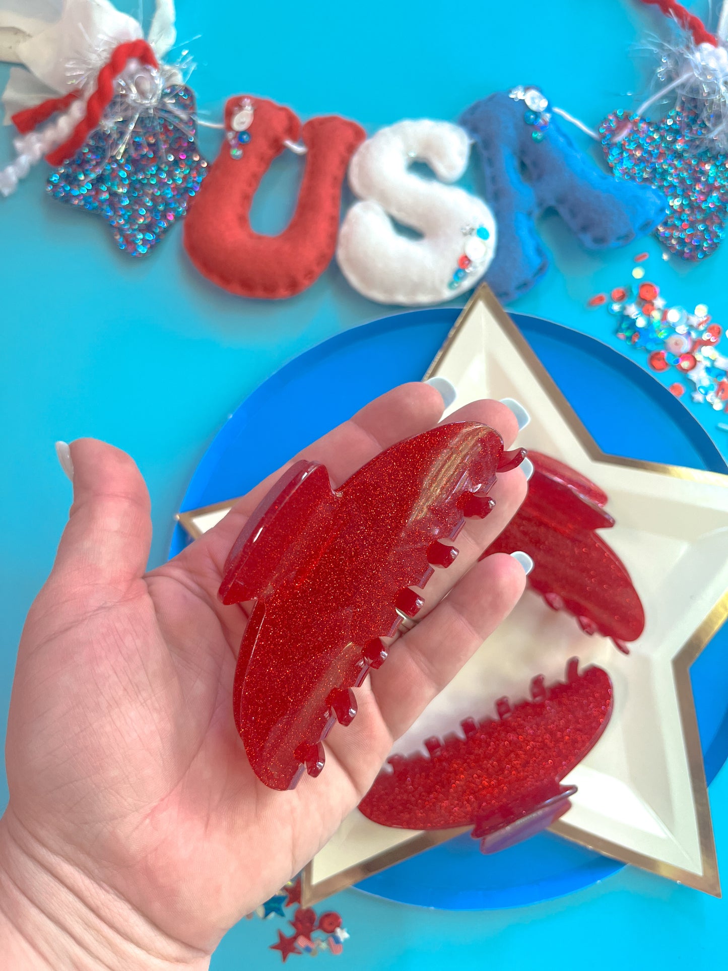 Red Glitter Medium Claw Clip