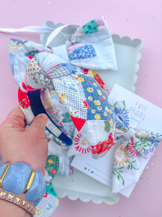 Wedding Ring Heirloom Quilted Knotted Headband