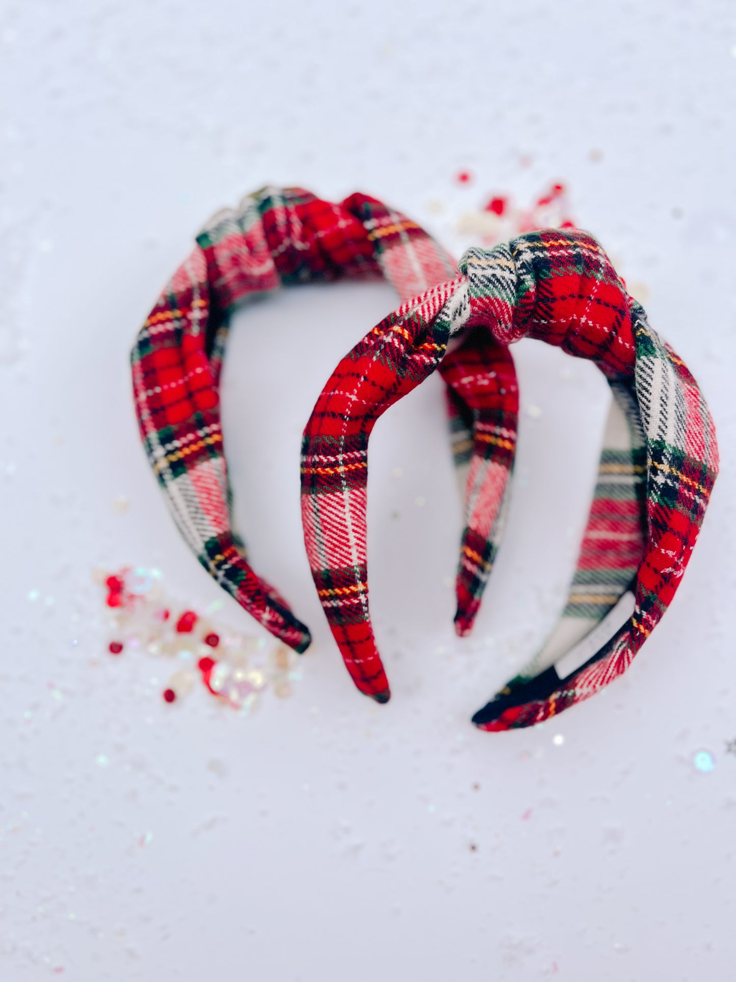 Red White Plaid Knotted Headband for Girls & Women
