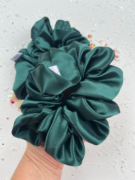 Green Silk Oversized Scrunchy