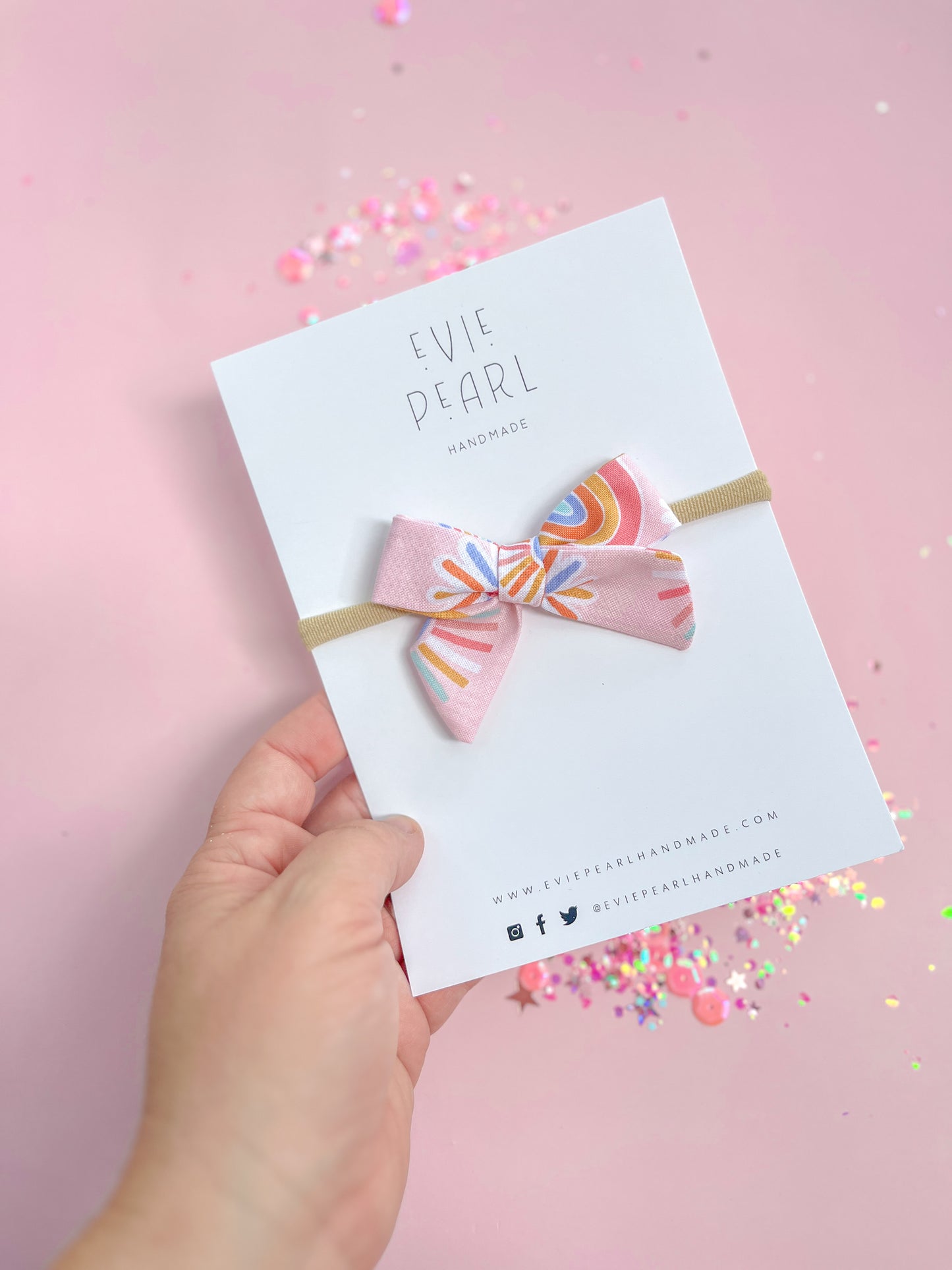 Small Pink Rainbow Sunshine Pinwheel On Nylon Headband