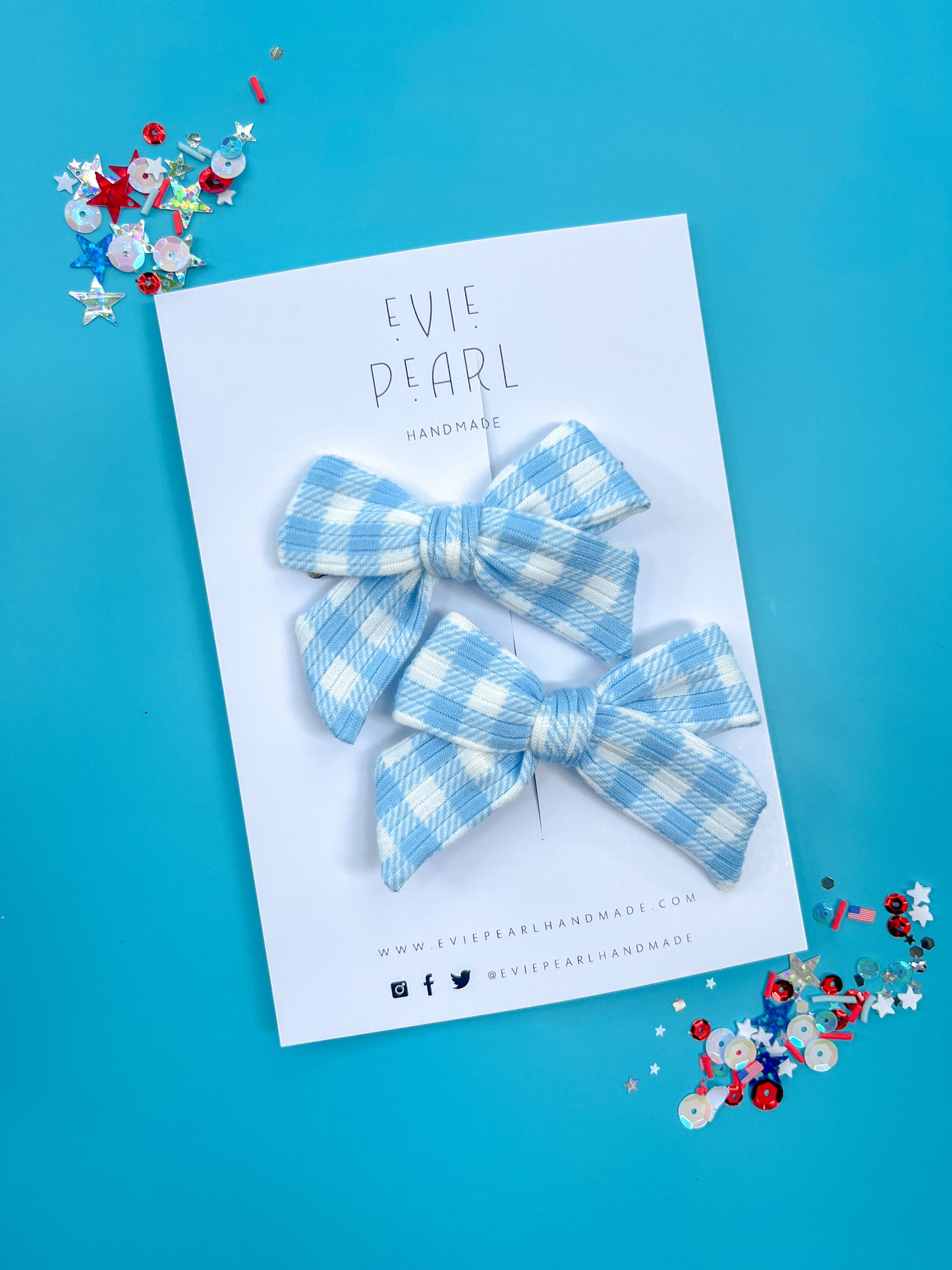 Blue Gingham Small Pigtails Pinwheel
