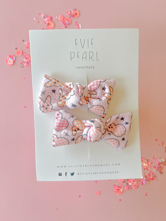 Pink Peep Knot Bow Pigtails