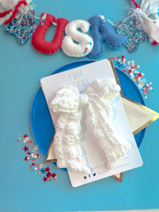 White Crinkle Longtailed Bow