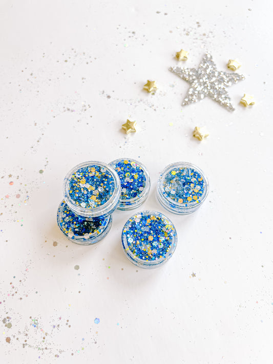 Blue Gold Silver Hair Glitter Gel