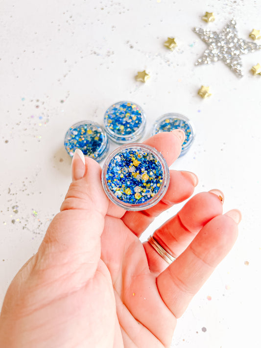 Blue Gold Silver Hair Glitter Gel