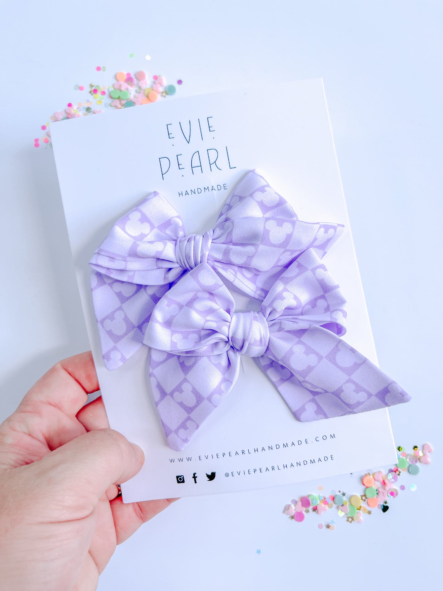 Purple Checkered Mouse Head Small Pigtail Bows