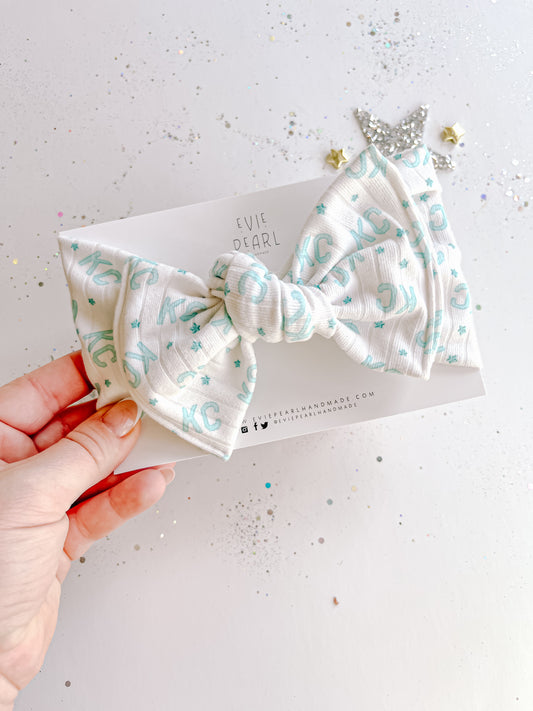 Teal KC Current Baby Bow Turban